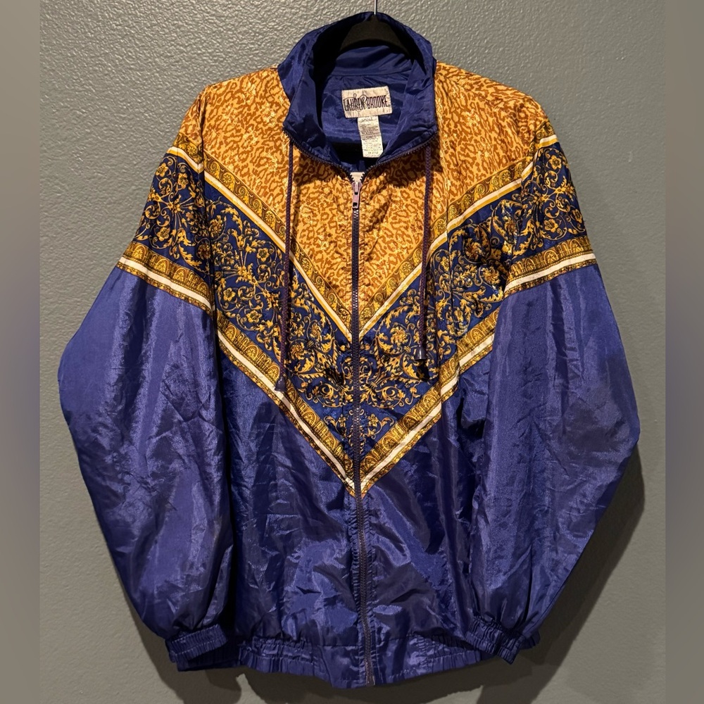 Vintage Windbreaker Jacket in Blue and Gold